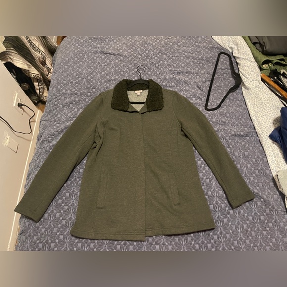 J. Jill Olive Pea Coat with Dark Collar - Picture 2 of 8